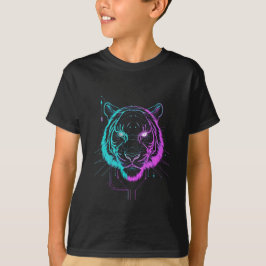 Neon digital tiger art tシャツ