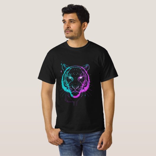 Neon digital tiger art tシャツ (正面フル)