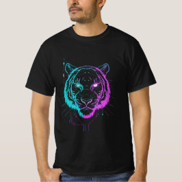 Neon digital tiger art tシャツ