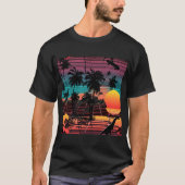 Neon Dinosaur and Skater at Sunset Tシャツ (正面)