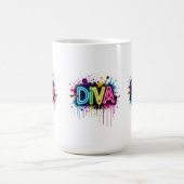 Neon Diva Graffiti Collage with Dripping Paint on コーヒーマグカップ (中央)