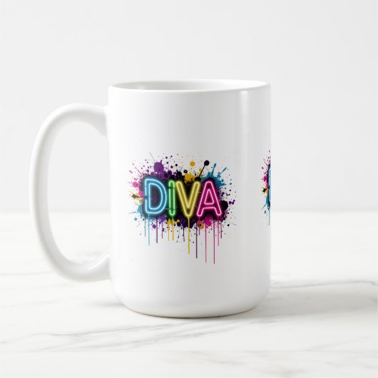 Neon Diva Graffiti Collage with Dripping Paint on コーヒーマグカップ (左)