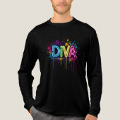 Neon Diva Graffiti Collage with Dripping Paint on  トライブレンドＴシャツ (正面)
