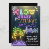 Neon DJグローパーティー誕生日招待状 シーズンカード (正面/裏面)
