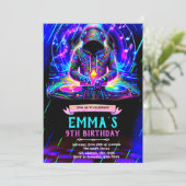 Neon DJ birthday party invitation 招待状 (スタンド正面)