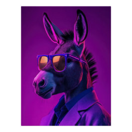 Neon Donkey Boss: Retrowave Animal Portrait - Synt ポスター