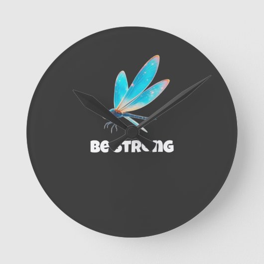 Neon Dragonfly Shirt – Aesthetic Nature Transforma ラウンド壁時計 (正面)
