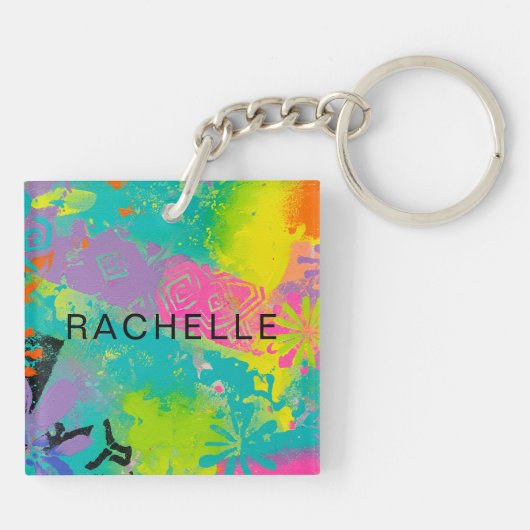 Neon Dreams Abstract キーホルダー (裏面)