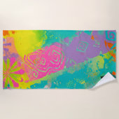 Neon Dreams Abstract ビーチタオル (正面)