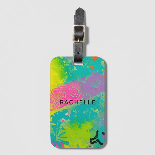 Neon Dreams Abstract ラゲッジタグ (正面縦)