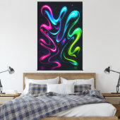 Neon Dreams II Abstract Canvas | Chrome Wall Art キャンバスプリント (インサイチュ (寝室))