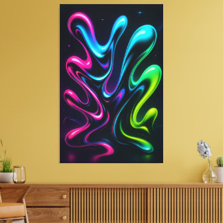 Neon Dreams II Abstract Canvas | Chrome Wall Art キャンバスプリント