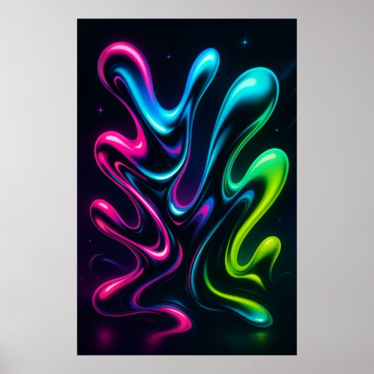Neon Dreams II Abstract Canvas | Chrome Wall Art ポスター (正面)