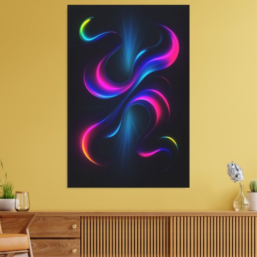 Neon Dreams III Metal Wall Art | Modern Abstract キャンバスプリント (インサイチュ (リビング))