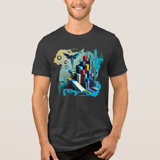 Neon Dreamscape – デジタルアートTシャツ トライブレンドＴシャツ (正面)