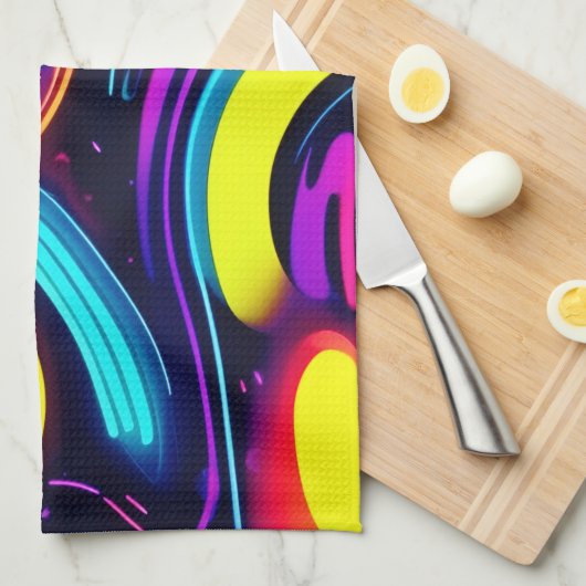 Neon Dreamscape Art キッチンタオル (四つ折り)