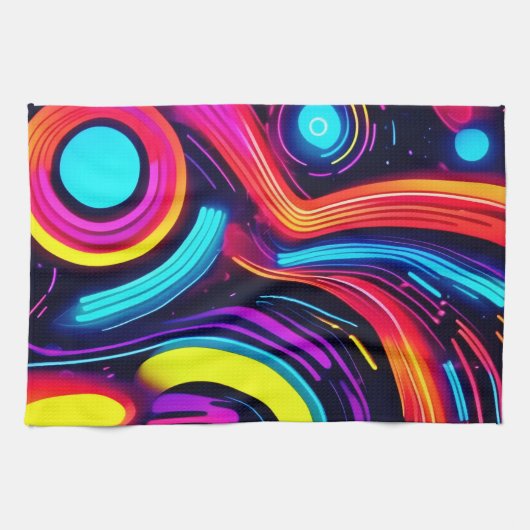 Neon Dreamscape Art キッチンタオル (横)