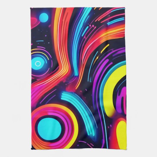 Neon Dreamscape Art キッチンタオル (縦)