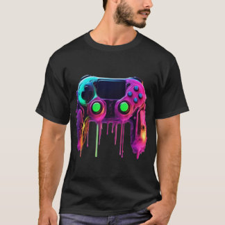 Neon Drip Game Controller T-Shirt Tシャツ