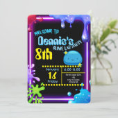 Neon Drip Slime Birthday Party Invitation Kids 招待状 (スタンド正面)