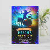 Neon drum birthday party Invitation 招待状 (スタンド正面)