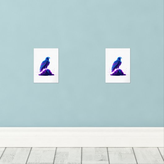 Neon Eagle on Glowing Rock – Cyberpunk Style (ウッドフロア)