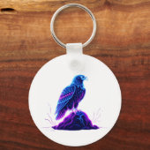 Neon Eagle on Glowing Rock – Cyberpunk Style キーホルダー (裏面)