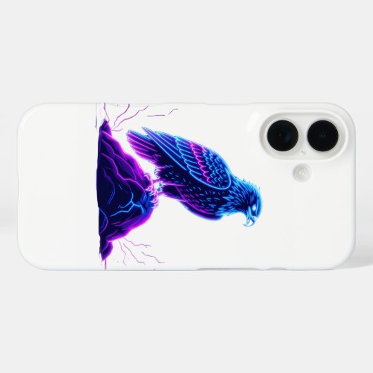 Neon Eagle on Glowing Rock – Cyberpunk Style Case-Mate iPhoneケース (裏面 (横))