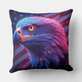 Neon Eagle with American Flag – Futuristic Patriot クッション (裏面)