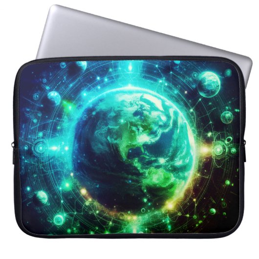 Neon Earth and Her Siblings on 15" Electronics Bag ラップトップスリーブ (正面)