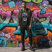 Neon Echo: Synthwave Gamer Skull Graphic Tシャツ