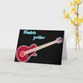 Neon Electric Guitar Retro 80s Rock Music カード (黄色い花)