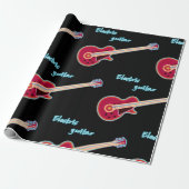 Neon Electric Guitar Retro 80s Rock Music ラッピングペーパー (アンロールド)