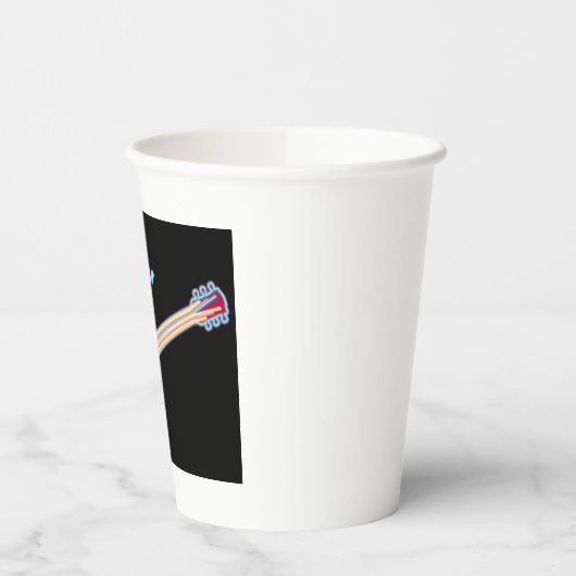 Neon Electric Guitar Retro 80s Rock Music 紙コップ (左)