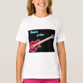 Neon Electric Guitar Retro 80s Rock Music Tシャツ (正面)