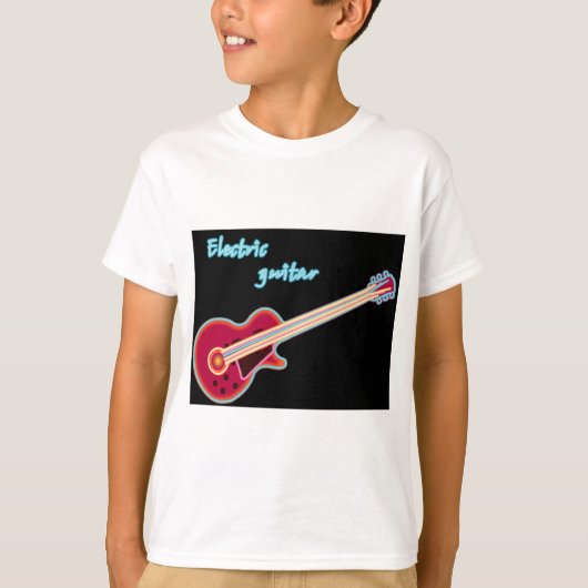 Neon Electric Guitar Retro 80s Rock Music Tシャツ (正面)
