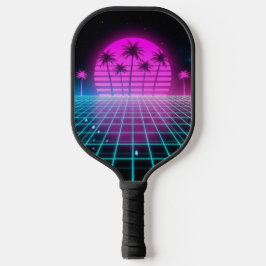 Neon Electric Palms Retro Vaporwave Custom Pickleb ピックルボールラケット