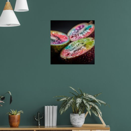 Neon Exotic Tropical Fruit Art Poster I | Vibrant ポスター (リビング1)
