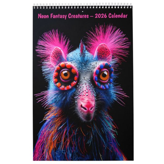 Neon Fantasy Creatures – 2026 Calendar カレンダー (カバー)