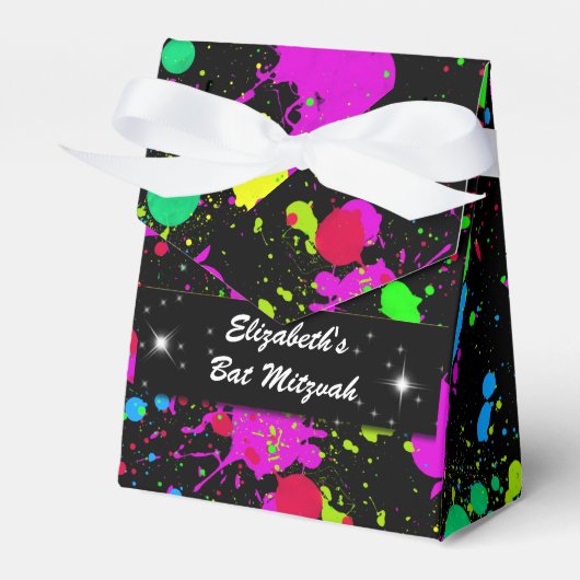 Neon, Faux Glow in the Dark, Bat Mitzvah, Custom フェイバーボックス (正面サイド)