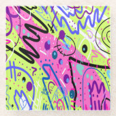 Neon Feelings Abstract Art  ガラスコースター (正面)