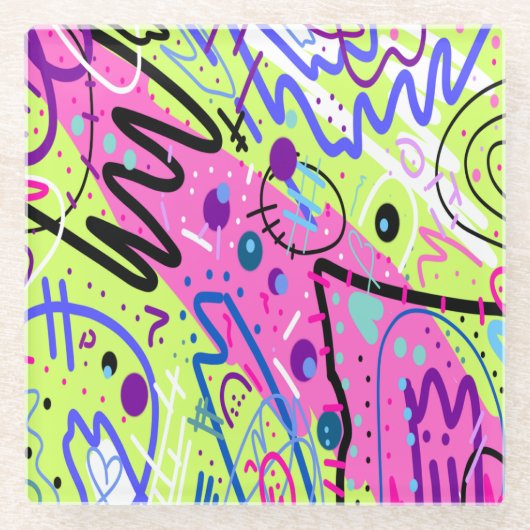 Neon Feelings Abstract Art  ガラスコースター (正面)