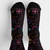 Neon Floral Butterfly Crew Socks ソックス (上部)