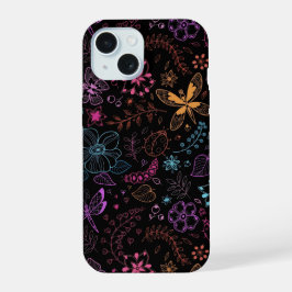 Neon Floral Butterfly Phone Case iPhone 15ケース