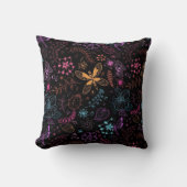Neon Floral Butterfly Throw Pillow クッション (正面)