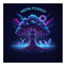 Neon Forest – Glowing Tree & Luminous Animals Post