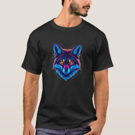 Neon Fox Face – Vibrant Glowing Design Tシャツ