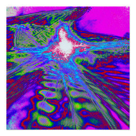 Neon Fractal Burst – Glossy Art Poster ポスター