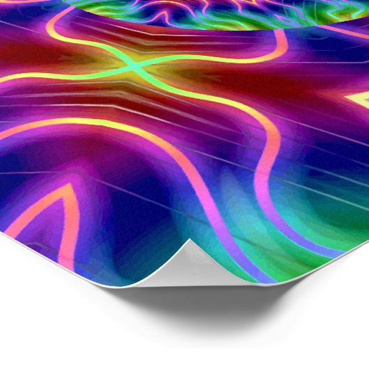 Neon Fractal Spiral ポスター (角)