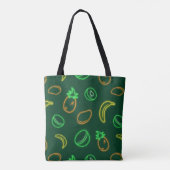 Neon Fruit Pattern Tote Bag - Tropical Aesthetic トートバッグ (裏面)